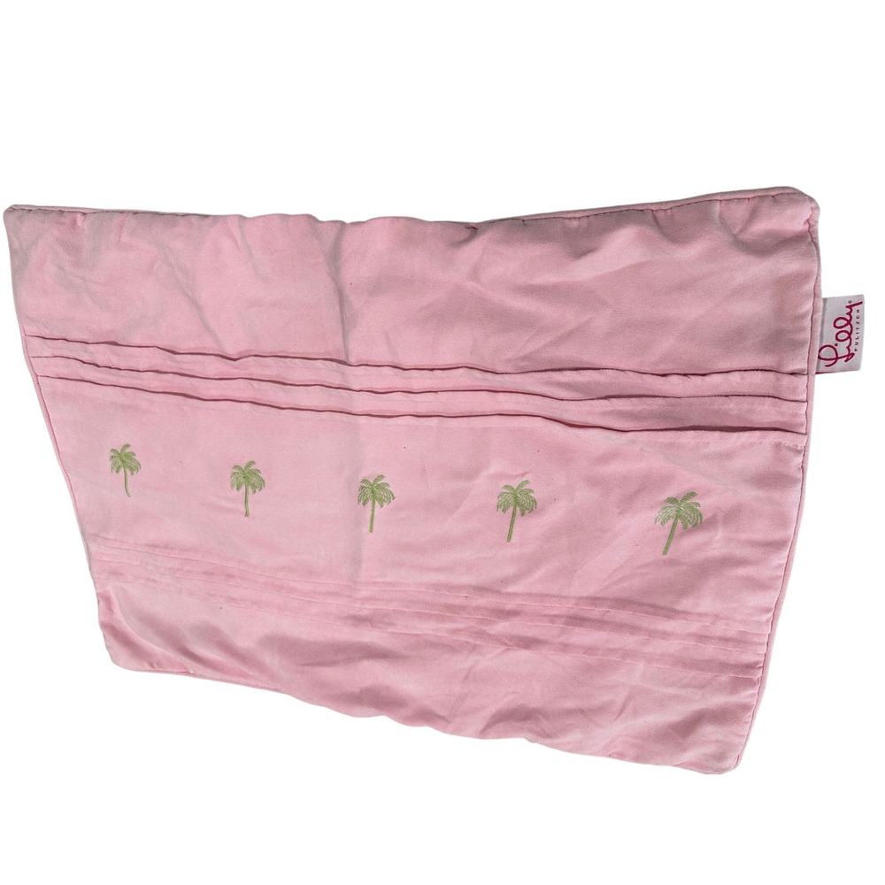 Lilly Pulitzer Pink Faux‎ Suade Palm Tree Standard Pillow Sham Pillow Cover